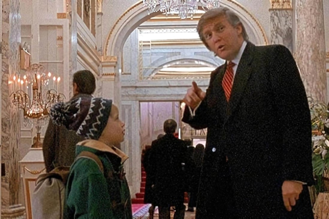 Donald Trump in Home Alone 2 with Macaulay Culkin, who said he would support the former president being cut out of the film. Photo: @AlliGraz/Twitter