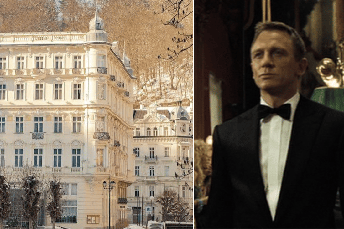 Grandhotel Pupp, seen in the movie Casino Royale, is one of five film locations where you can stay to imagine yourself part of the action. Photo: @grandhotelpupp/Instagram, Columbia Pictures
