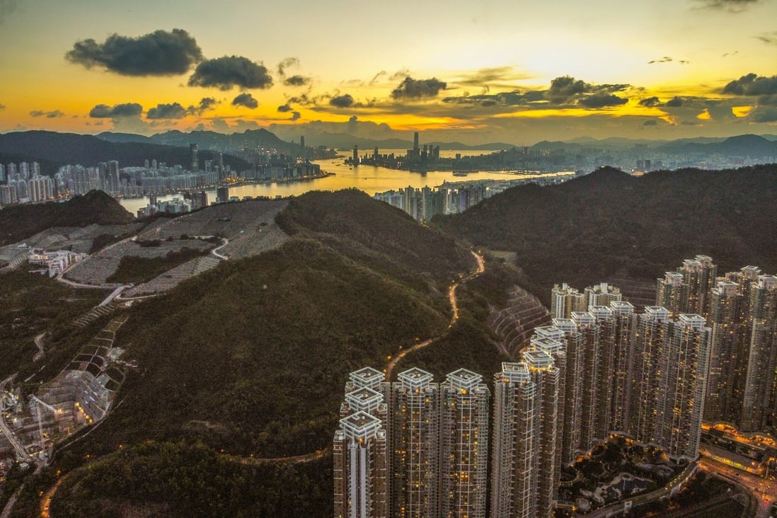 Residential buildings seen at sunset in Tseung Kwan O, Hong Kong on August 14.  Photo: Sun Yeung