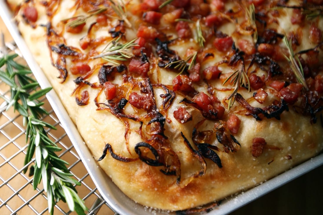 Susan Jung’s focaccia with pancetta, caramelised onions and rosemary. Photography: SCMP / Jonathan Wong. Styling: Corner Kitchen Cooking School 
