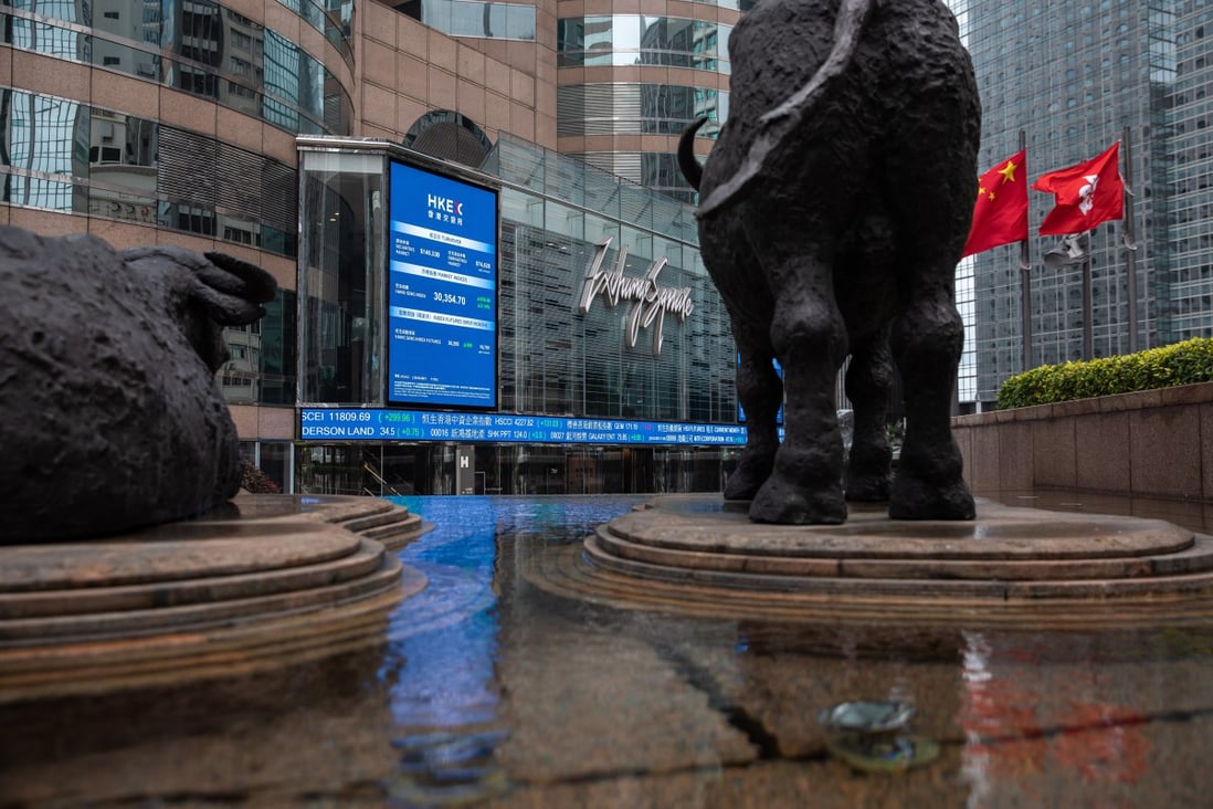 An electronic board displays stock figures outside Exchange Square in Hong Kong on February 25. Get ready to see the back of the bull for a good long while. Photo: EPA-EFE