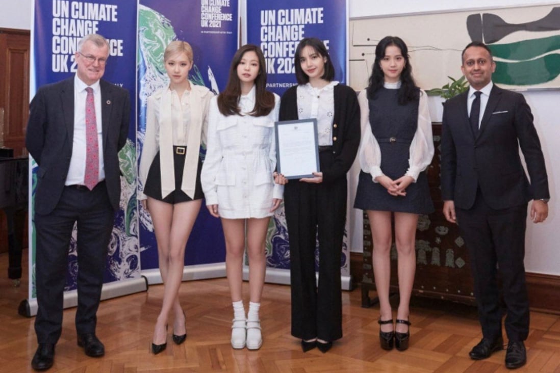 Blackpink as the official advocates for COP26. Photo: @BLACKPINKGLOBAL/ Twitter