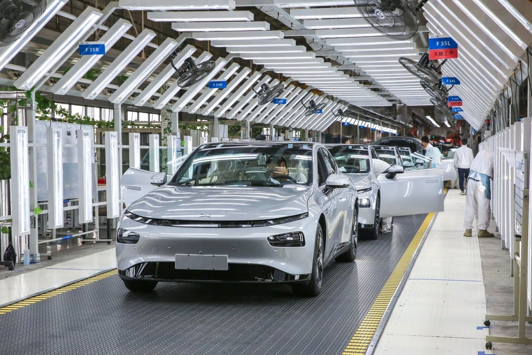 Cars are assembled at Xpeng’s factory in Zhaoqing, Guangdong province. Photo: Iris Ouyang