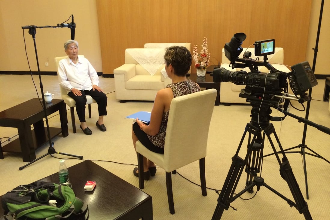 Documentary filmmaker Sandra Pires interviews a survivor of the Rape of Nanjing, in China, for the documentary The Dalfram Dispute. Photo: Yesterday Stories