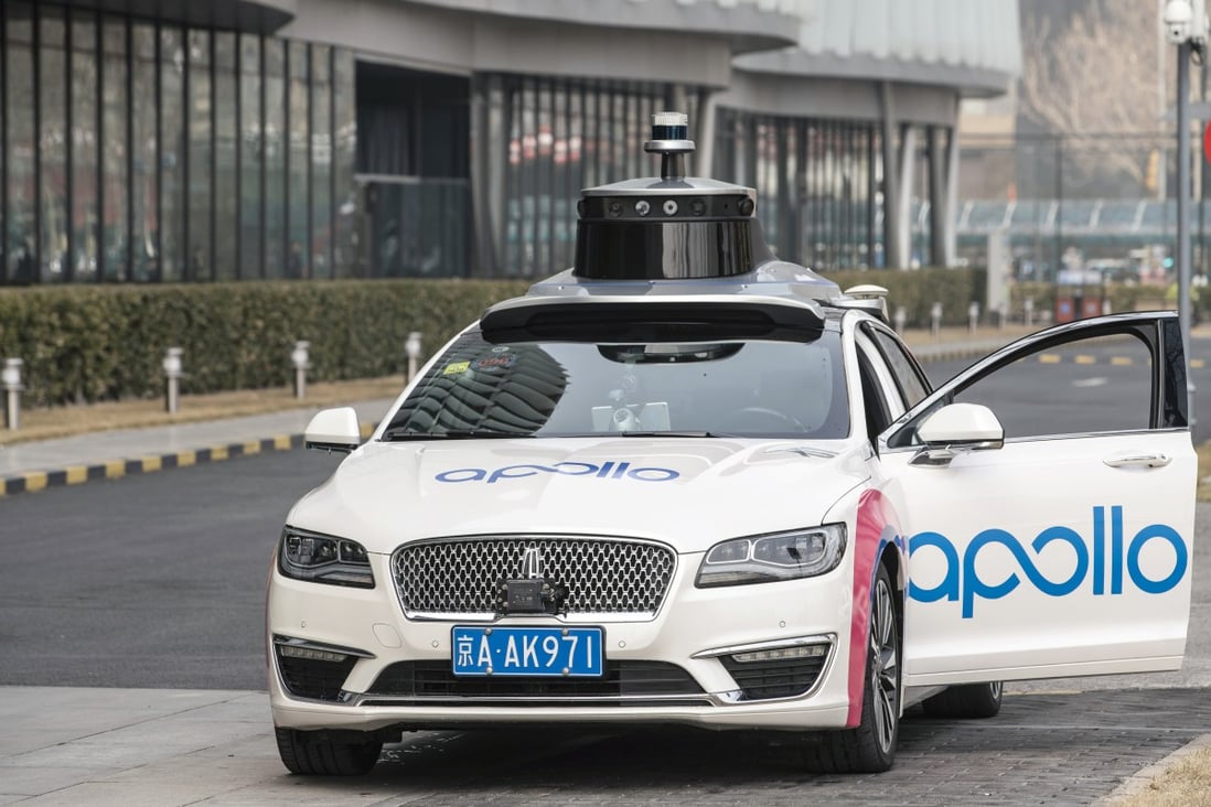 A Lincoln Motor Co. MKZ equipped with Baidu’s Apollo autonomous driving platform at the Baidu headquarters in Beijing, March 4, 2021. Photo: Bloomberg