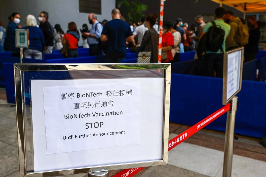 Community vaccination centres offering the BioNTech jab have suspended operations. Photo: May Tse