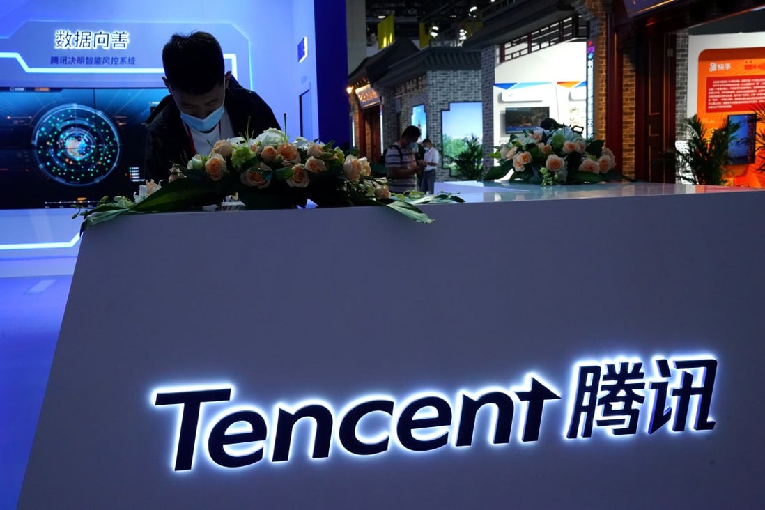 A Tencent booth at the 2020 China International Fair for Trade in Services (CIFTIS) in Beijing, China, on September 4, 2020. Photo: Reuters