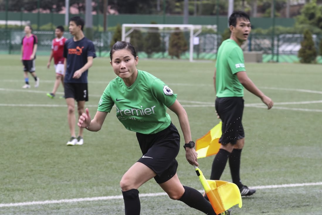 Hong Kong referee Gigi Law Bik-chi on a Premier Skills refereeing course at Happy Valley Recreation Ground in 2017. Photo: Nora Tam 