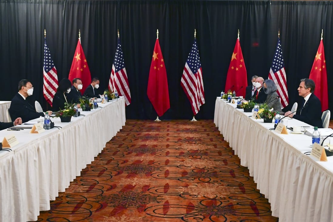 The US-China summit on March 18. Photo: AP