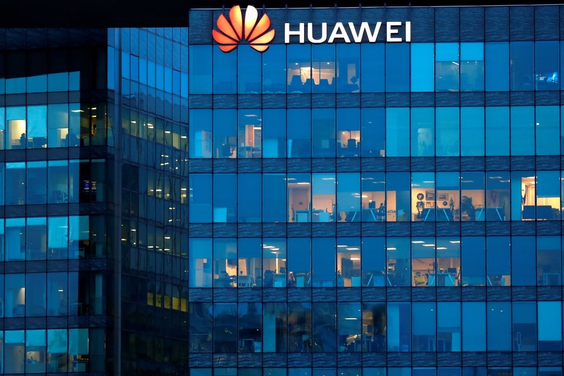A Huawei logo at the company’s French headquarters in Boulogne-Billancourt near Paris on February 17, 2021. Photo: Reuters