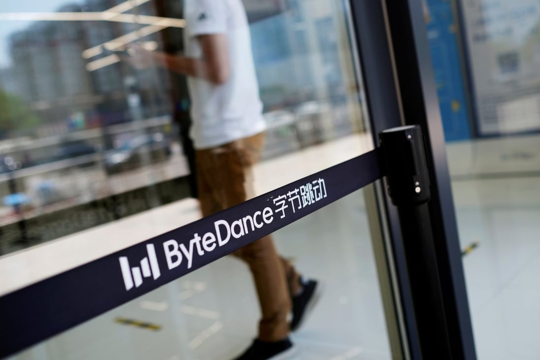 A man walks by a logo of ByteDance at its office in Beijing, China, on July 7, 2020. Photo: Reuters
