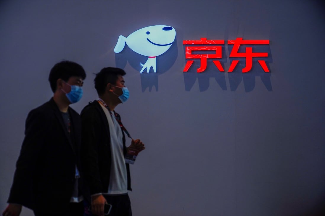 E-commerce giant JD.com’s logo is seen at the Appliance and Electronics World Expo in Shanghai on March 23, 2021. Photo: Reuters 
