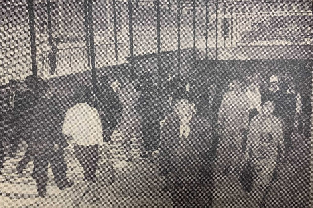 Ferry passengers using the new pedestrian subway on April 2, 1959. Photo: SCMP