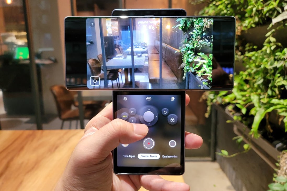 LG, which is shutting down its smartphone division, has pioneered a number of trends. The LG Wing in its T-shaped ‘Swivel’ mode. Photo: Ben Sin