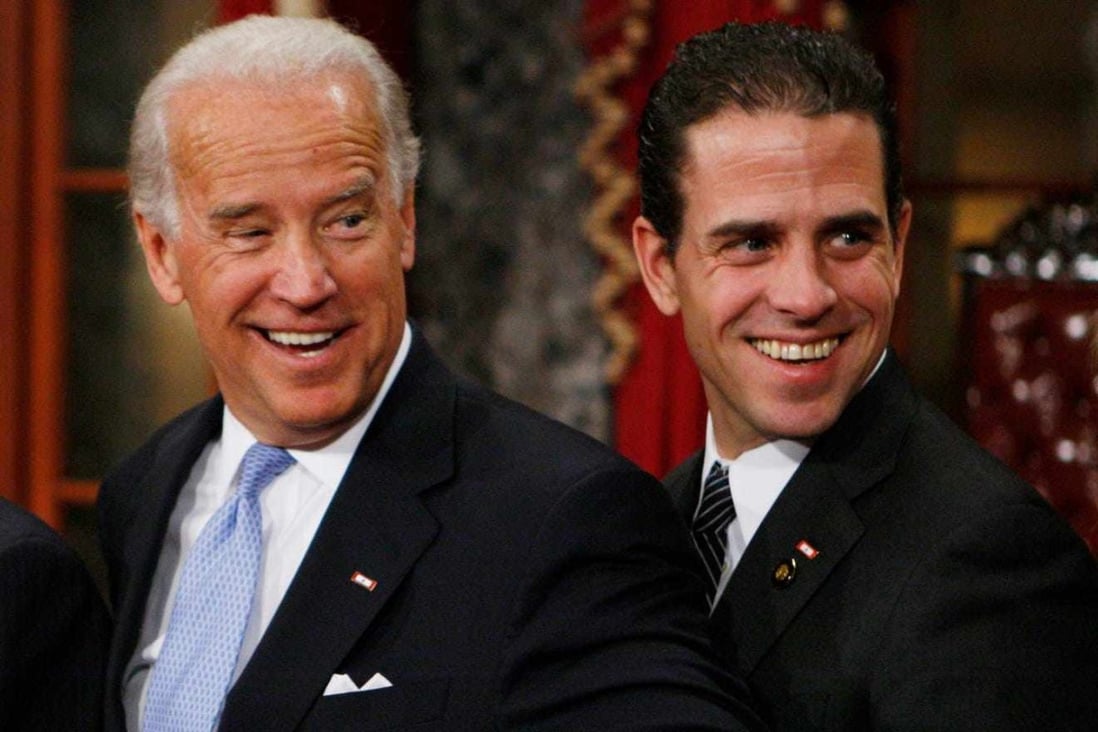 A 2009 photo of then-Democratic presidential nominee Joe Biden with his son, Hunter Biden, in Washington. Hunter’s memoir Beautiful Things was released on April 6. Photo: AP