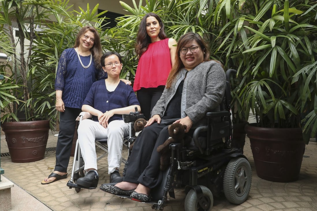 Members of SENsational Foundation (from left to right) Faride Shroff, Lolitta Ho, Barda Katieh and Carmen Yau at Kowloon Cricket Club in Jordan. The NGO, which promotes equality, empowerment and inclusion of people with disabilities in Hong Kong, has organised a virtual walkathon fundraiser that runs from April 8 to May 31. Photo: Edmond So