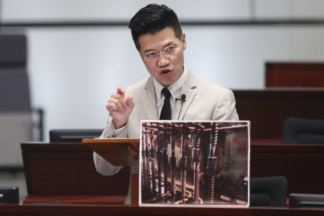 Gary Fan Kwok-wai, then a lawmaker, asks a question about the troubled Shatin to Central rail link project in Legco on July 12, 2018. Photo: K. Y. Cheng