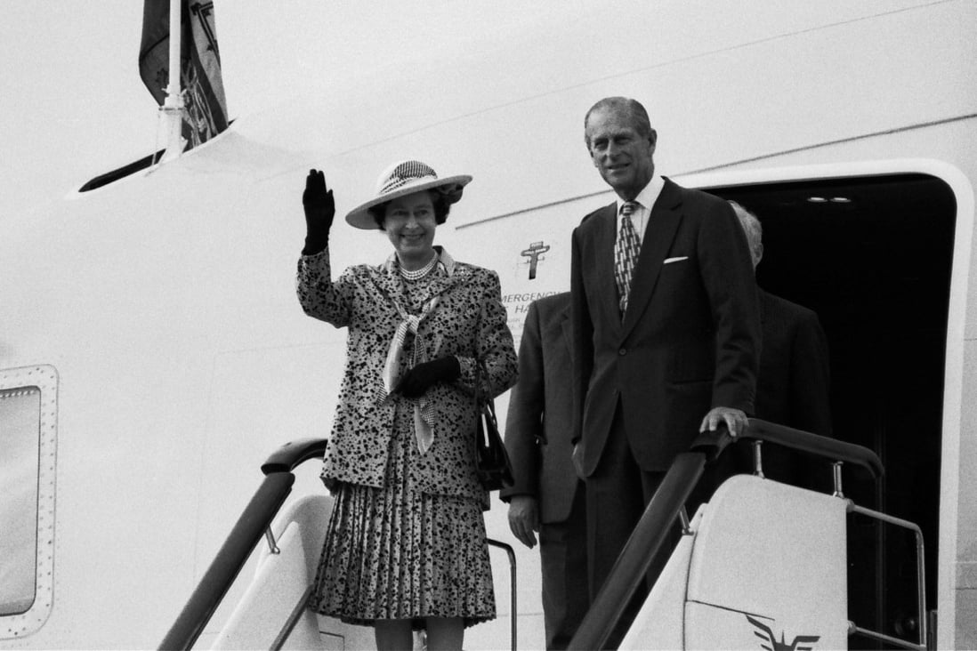 Queen Elizabeth and Prince Philip arriving at Guangzhou Airport in China in 1986. Photo: SCMP Pictures