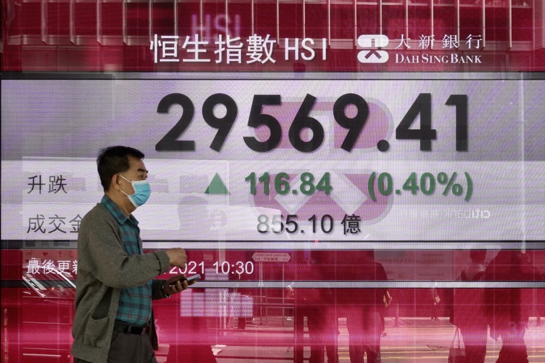 A man walks past an electronic board showing the Hong Kong stock index on March 2. A functioning capital market should offer access to a diverse range of issuers. Photo: AP 