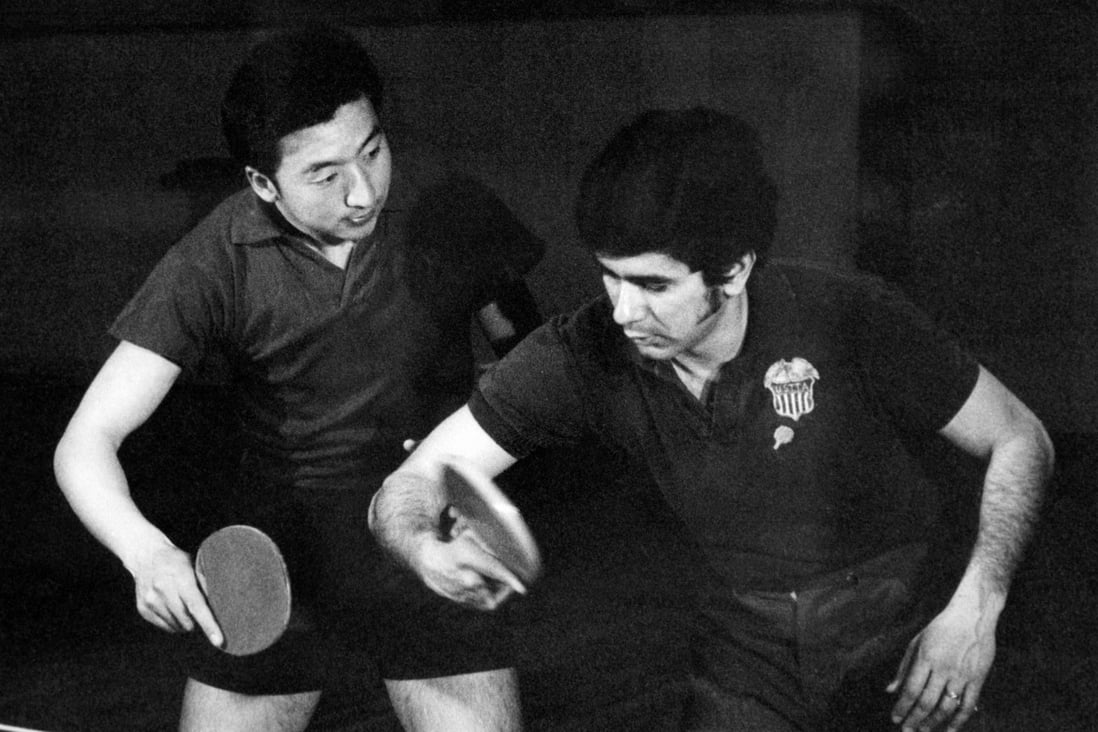 American and Chinese players train together in 1971. Photo: AFP