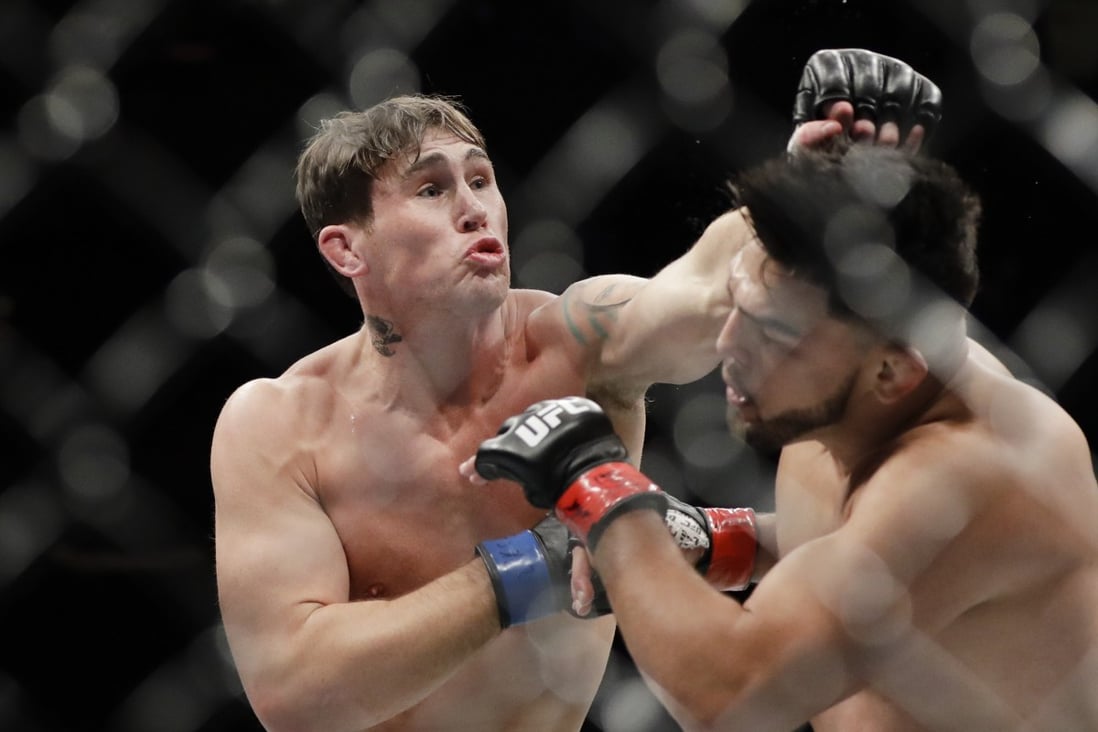 UFC middleweight fighter Darren Till punches Kelvin Gastelum in their bout at UFC 244 in New York in November 2019. Photo: AP  