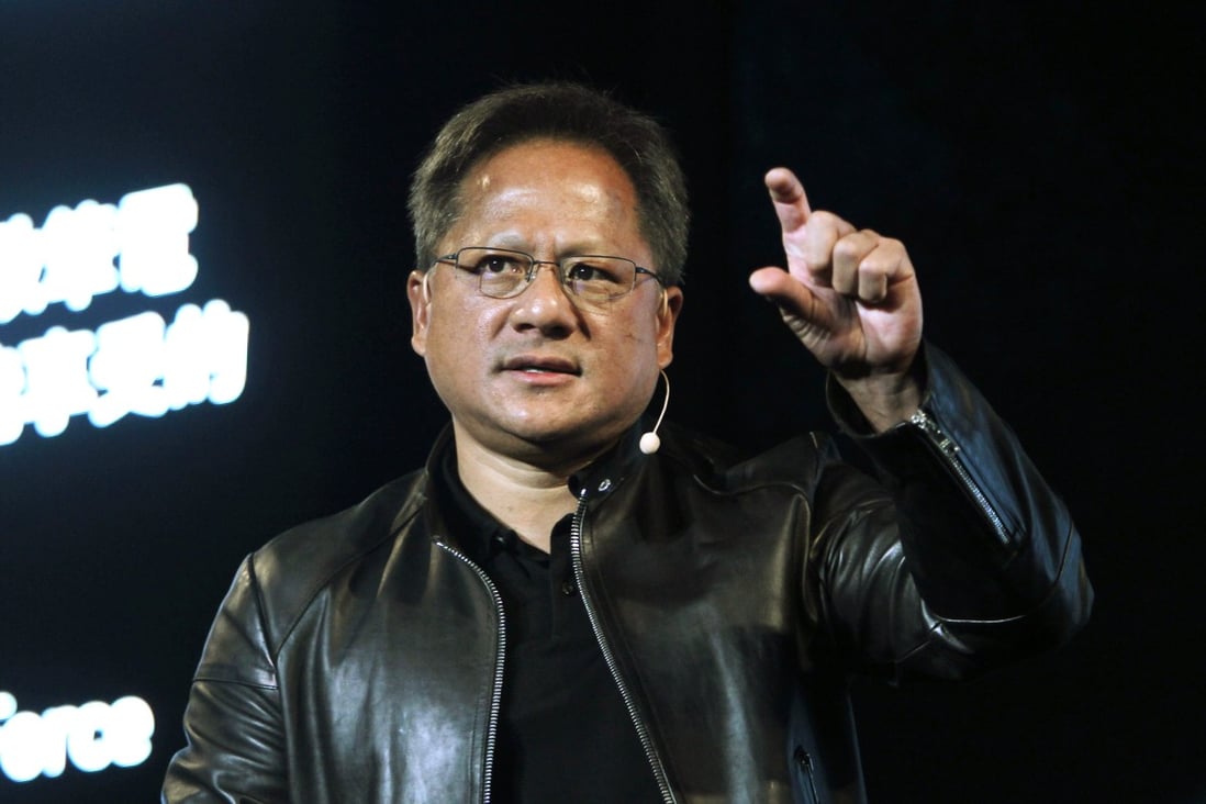 Nvidia CEO Jensen Huang delivers a speech about AI and gaming during the Computex Taipei exhibition in this 2017 file photo. Photo: AP