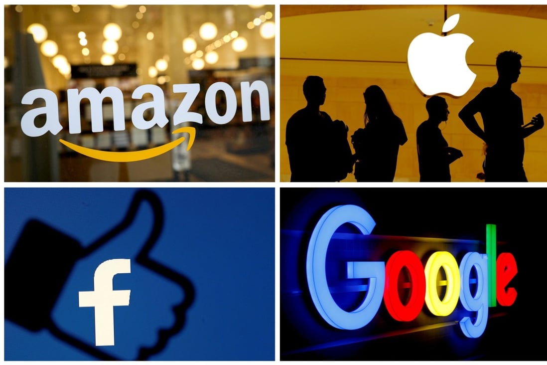 The logos of Amazon, Apple, Facebook and Google in a combination photo. Photo: Reuters