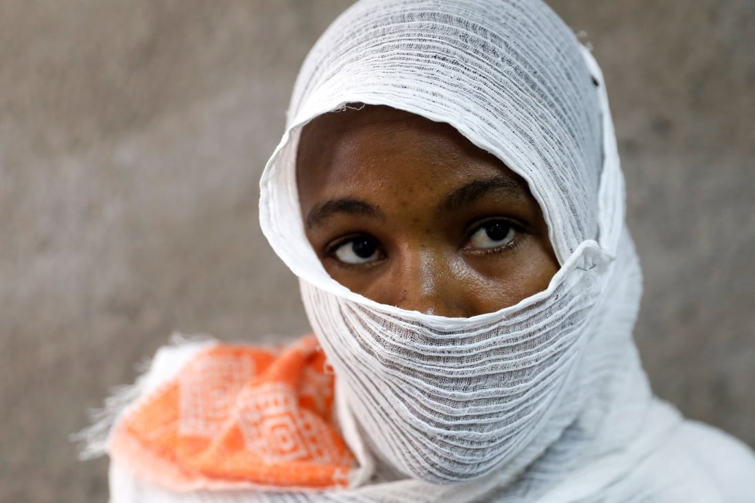 An Ethiopian woman who says she was gang-raped by armed men is seen during an interview at a hospital in the town of Adigrat in the Tigray region in March. Photo: Reuters