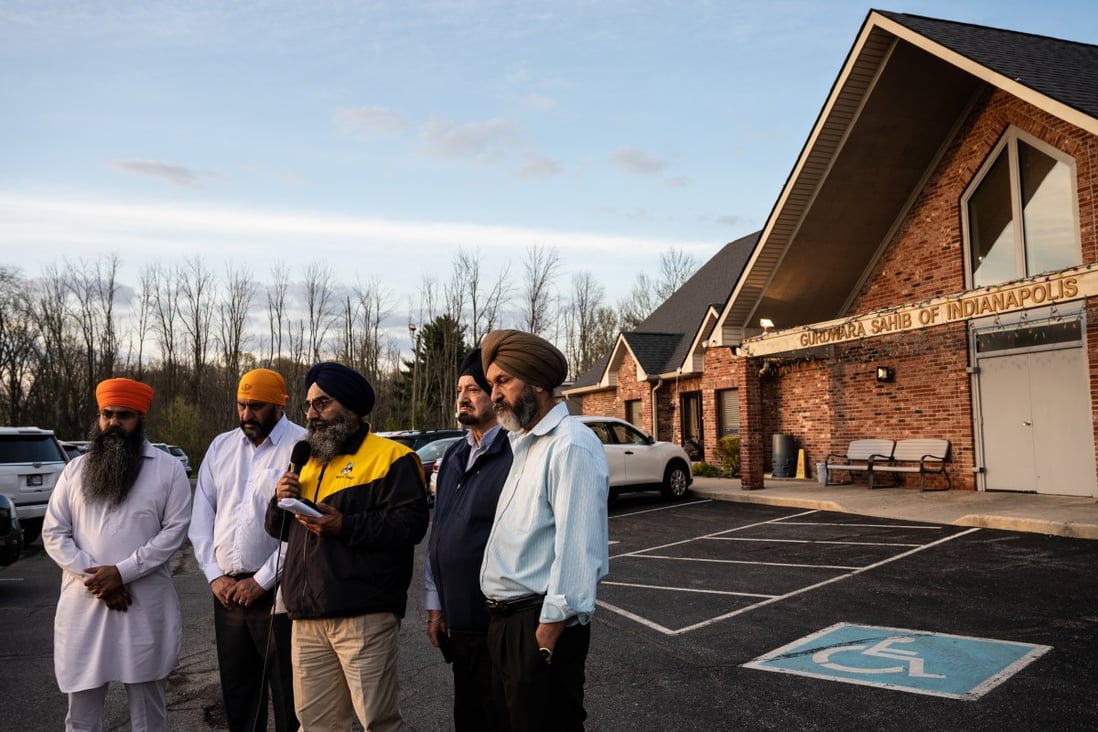 Leaders of the Sikh Satsang of Indianapolis take part in an interview on Friday after four members of the community were killed in a mass shooting at a FedEx facility. Photo: TNS