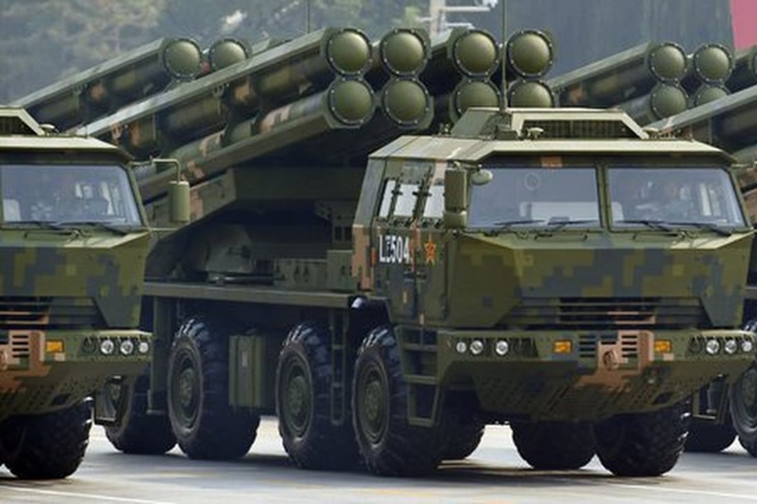 China’s PCL-191 multiple launch rocket system is capable of firing ballistic missiles up to 500km. Photo: Handout