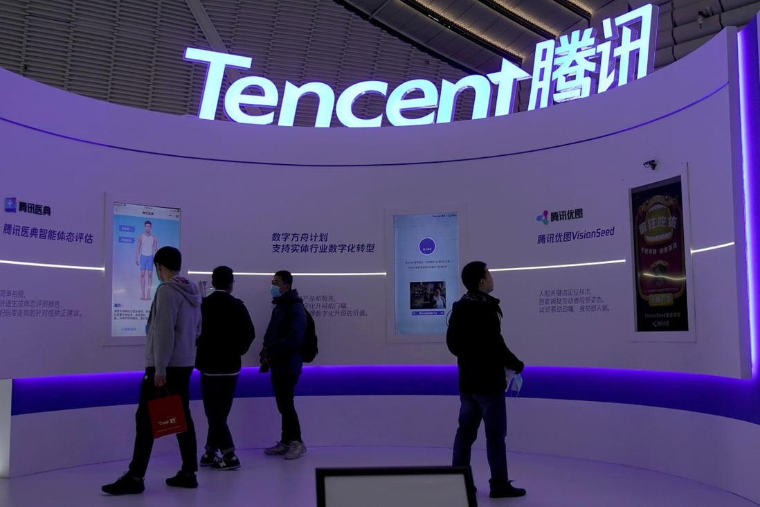 A Tencent logo is seen during the World Internet Conference (WIC) in Wuzhen, Zhejiang province, China, November 23, 2020. Photo: Reuters