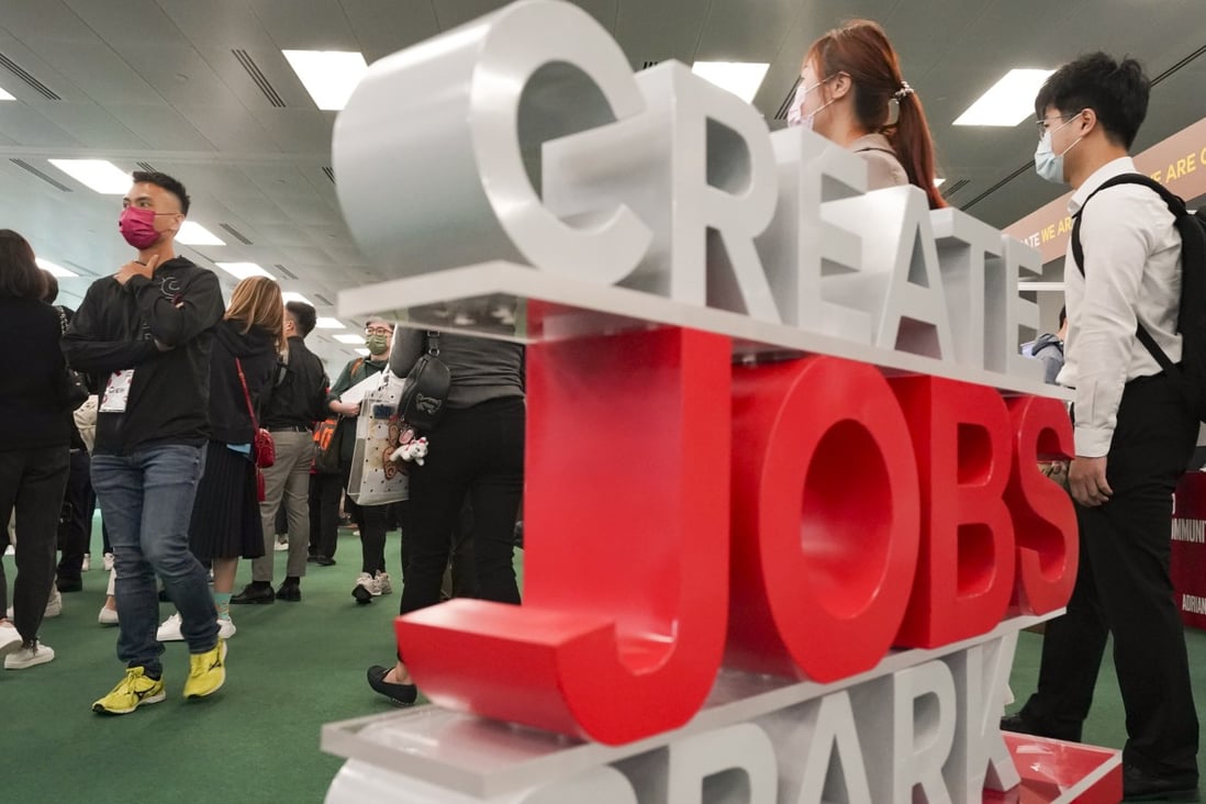 Young people attend a jobs fair on March 13 in Quarry Bay, Hong Kong. Photo: Felix Wong
