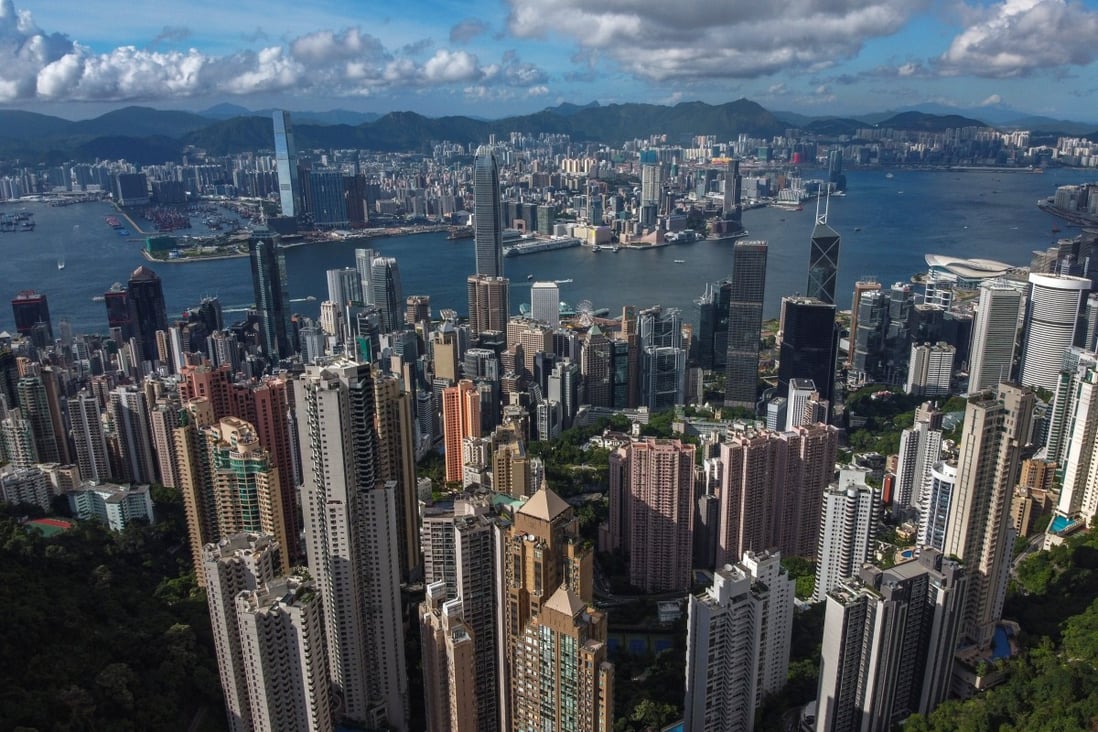 The view of Hong Kong’s skyline with commercial and residential buildings is seen  at Victoria Peak in Hong Kong on July 17, 2020. Photo: Sun Yeung
