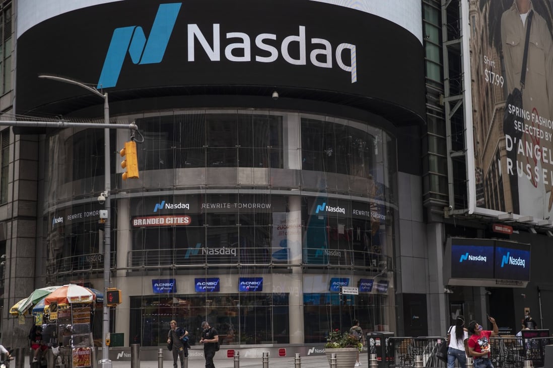 The Nasdaq MarketSite stands in New York City’s Times Square neighborhood on July 8, 2020. Chinese-listed companies risk being kicked off the Nasdaq and New York Stock Exchange if they do not allow US regulators to see company audits for three years in a row, something they cannot currently do under Chinese law. Photo: Bloomberg
