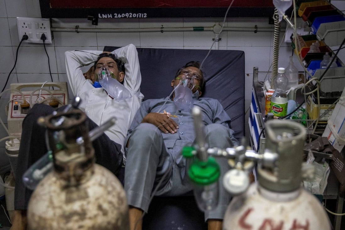 Covid-19 patients at the casualty ward in Lok Nayak Jai Prakash  hospital in New Delhi. Photo: Reuters