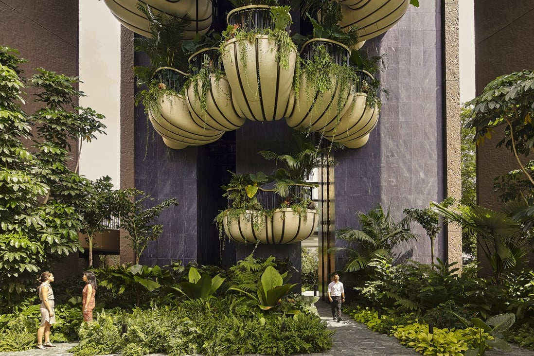 The layers of plants at Eden in Singapore temper the heat, absorb rainwater and filter pollutants – all the while heightening the symbiotic relationship between indoors and outdoors. Photo: Hufton and Crow