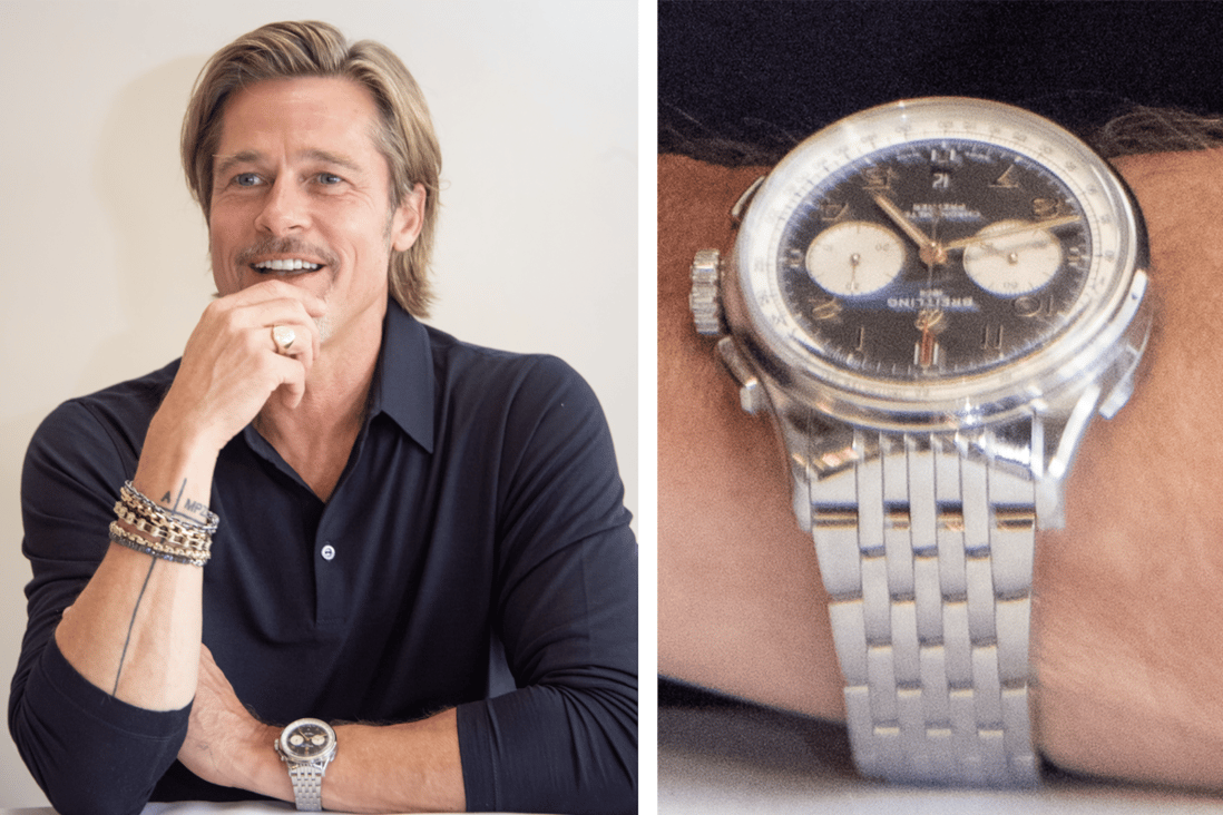 Brad Pitt wearing his Breitling Premier B01 Chronograph 42 Norton Edition, just one of the watches he owns – and now here’s a few latest luxury models to get your collection started. Photo: Getty Images