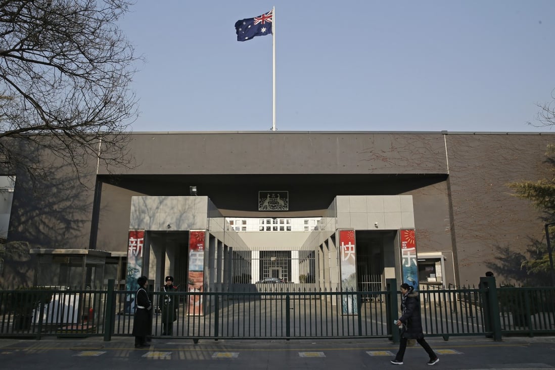 The Australian embassy in Beijing. Canberra said the decision to cancel Victoria’s BRI pact with China was necessary to prevent Australia from hosting a giant infrastructure scheme “used for propaganda”. Photo: AP