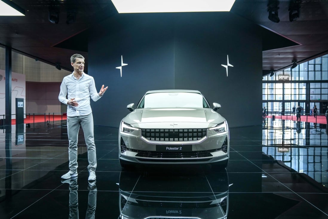 Thomas Ingenlath, CEO of Volvo’s high-performance EV brand, speaks on the 2021 Shanghai Auto Show on April 19, 2021.