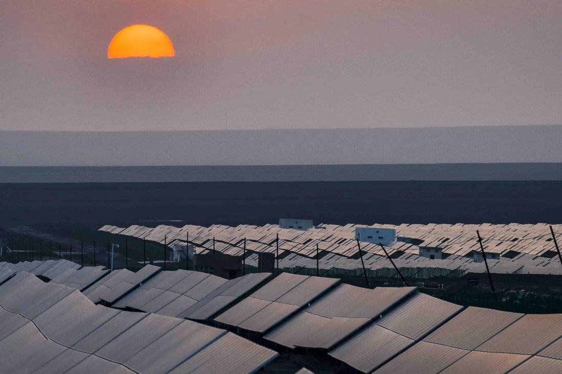 A solar power plant in Turpan, Xinjiang, in 2018. In China, financial system regulators can experiment with new policies without mandated restrictions. This active approach is simply not possible in the EU. Photo: Xinhua