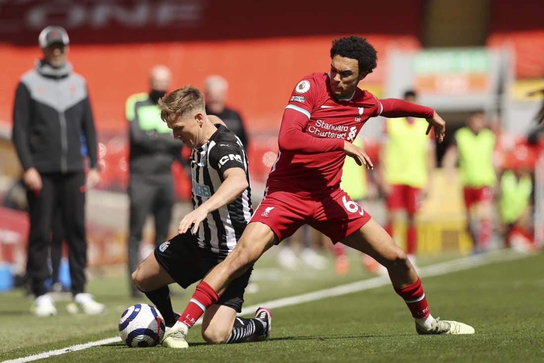 Liverpool’s Trent Alexander-Arnold, right. Photo: AP