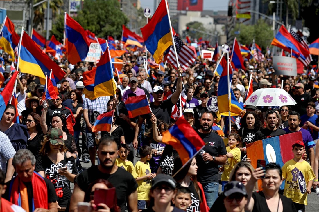 The Armenian Genocide Committee holds its March for Justice demonstration in Los Angeles in 2018. Photo: Los Angeles Times / TNS