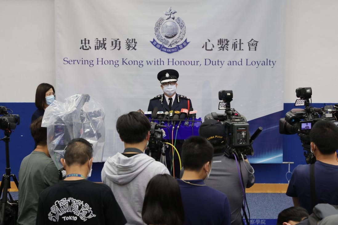 Commissioner of Police Chris Tang speaks to the media after a passing-out parade at Hong Kong Police College in Wong Chuk Hang on April 17. Photo: May Tse