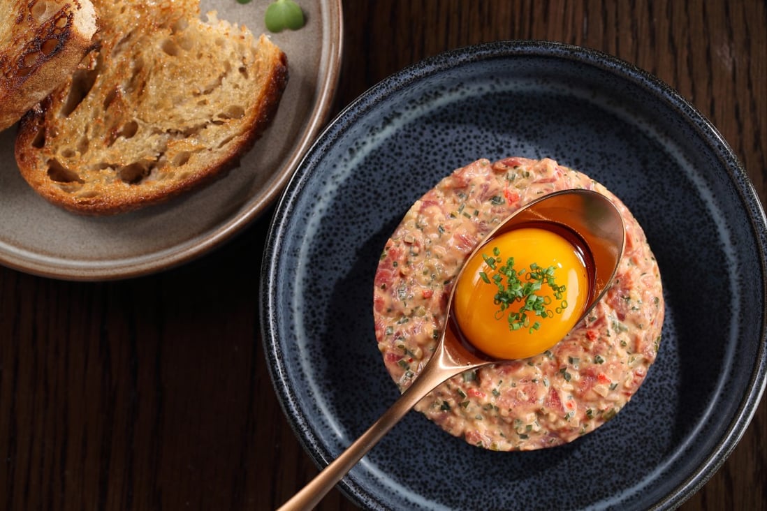 Steak tartar, grain-fed New Zealand fillet and sake-cured egg with rye bread at Sunset Grill. Photo: Sheraton Hong Kong Tung Chung Hotel