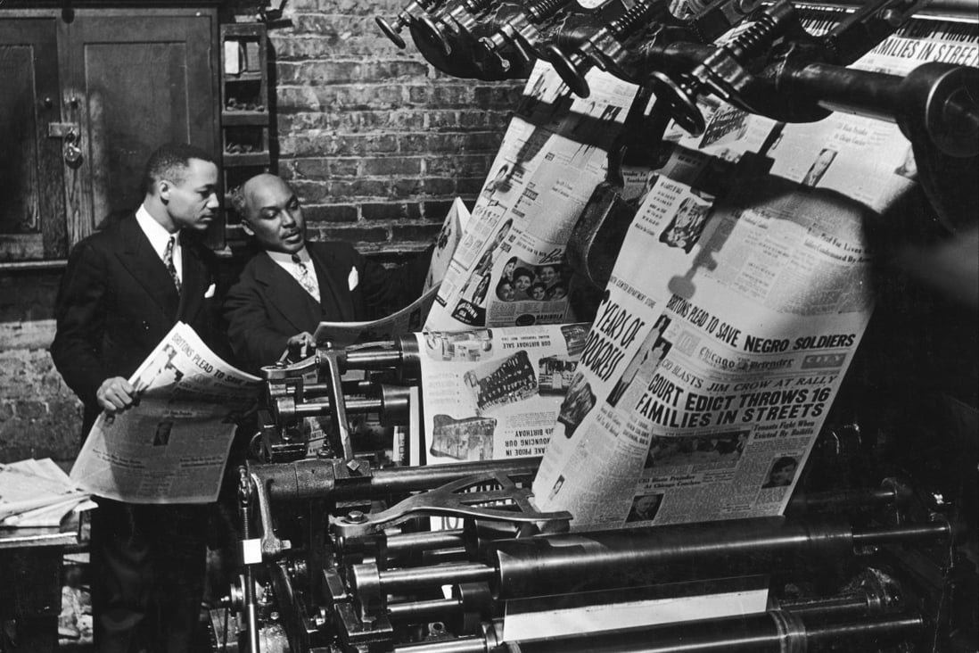 Copies of The Chicago Defender roll off the press in 1944. Photo: Getty Images