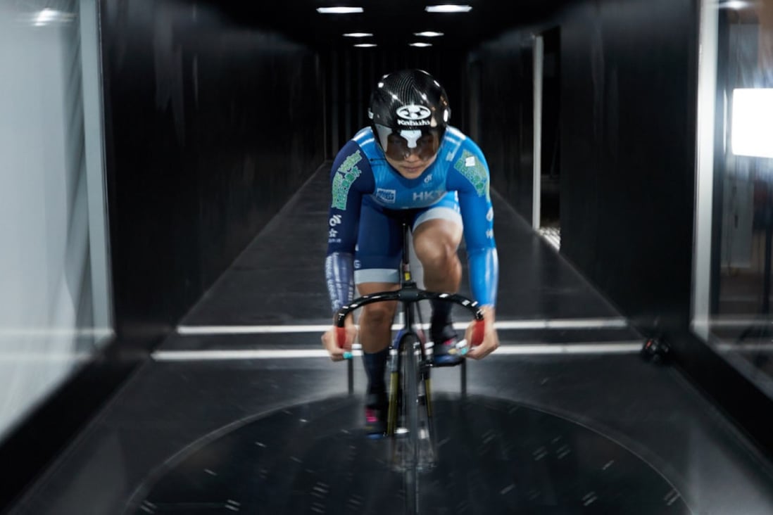 Sarah Lee under test in the wind tunnel at Hong Kong University of Science and Technology. Photo: Hong Kong Sports Institute