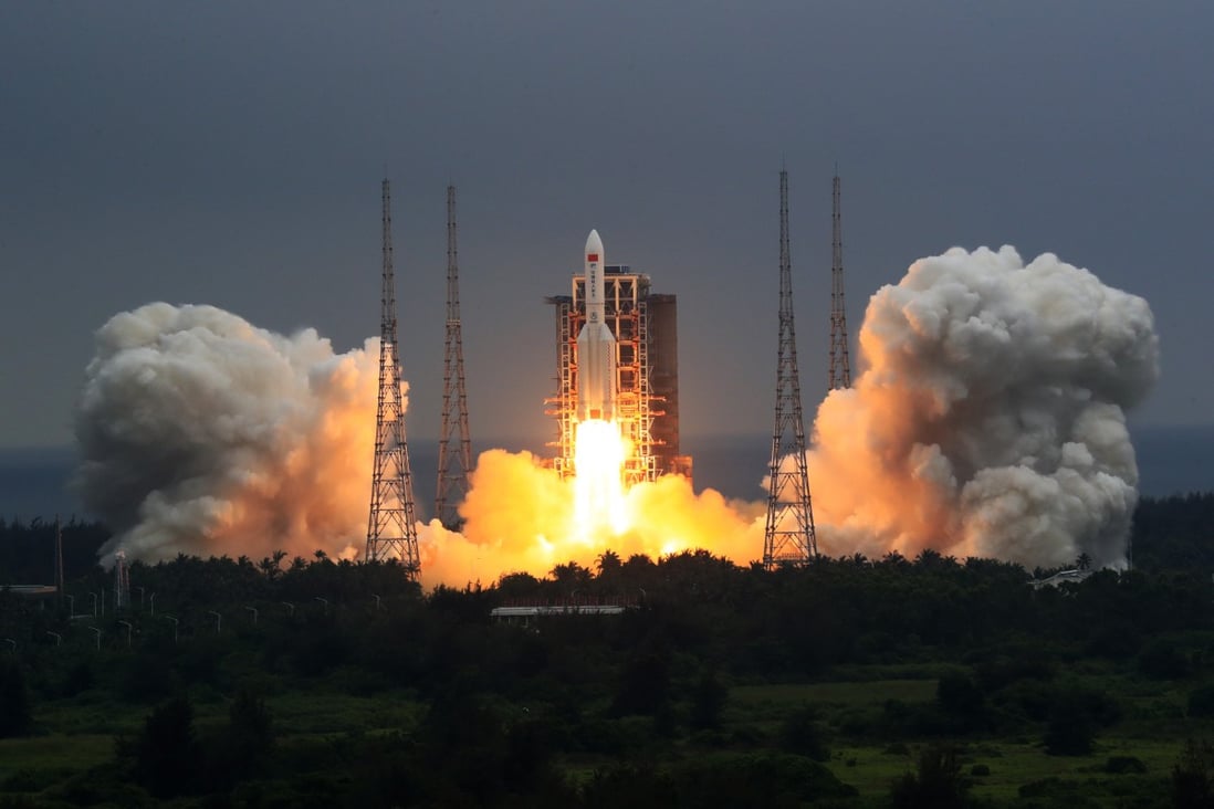 The Long March-5B Y2 rocket, carrying the Tianhe module for China’s space station, blasts off from the Wenchang launch site in Hainan province. Photo: Xinhua
