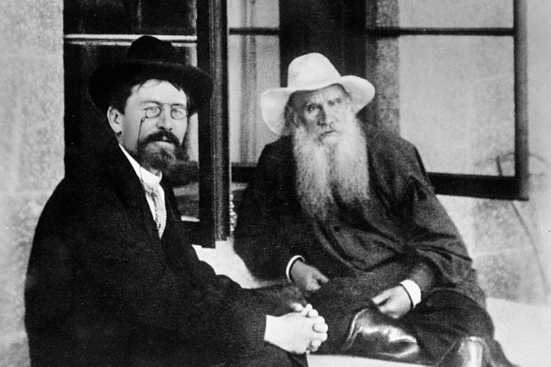 Anton Chekhov (left) and Leo Tolstoy. Some of their short stories are examined in A Swim in a Pond in the Rain (In Which Four Russians Give a Master Class on Writing, Reading, and Life), by George Saunders. Photo: Getty Images