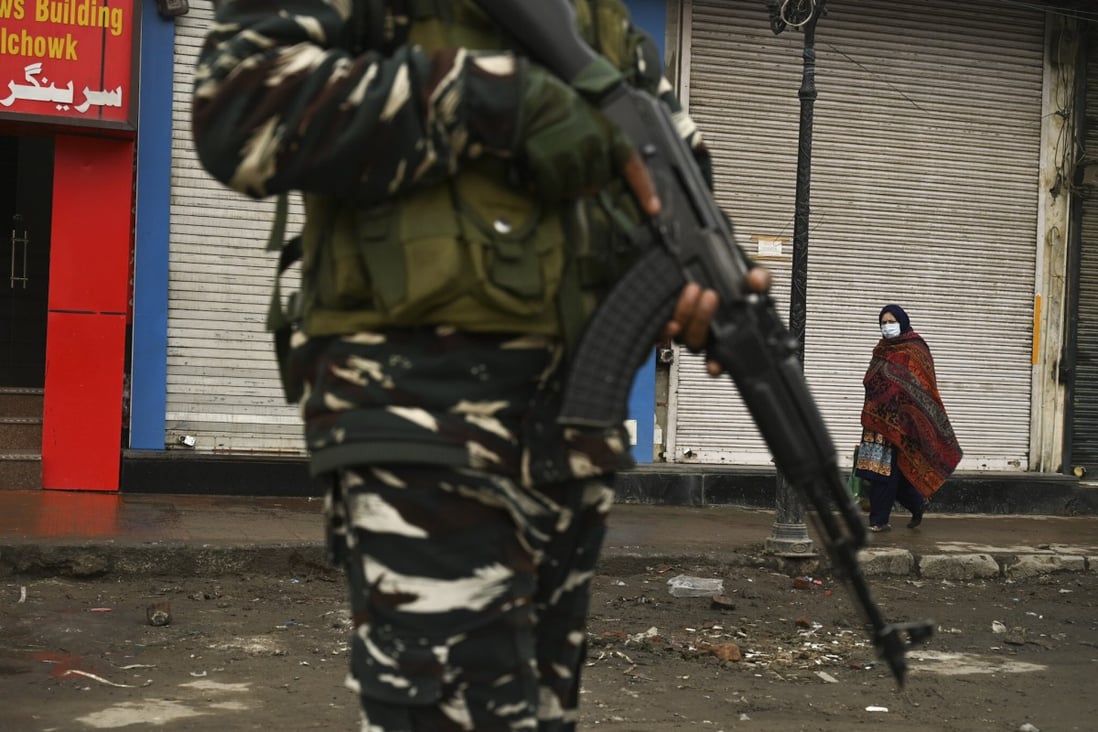 An Indian soldier stands guard in Srinagar. Photo: AFP