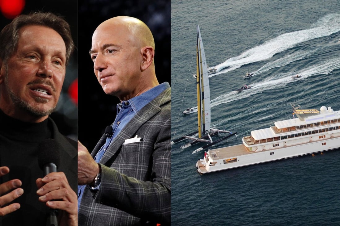 Larry Ellison and Jeff Bezos: who has the biggest boat? Photo: AFP, AP